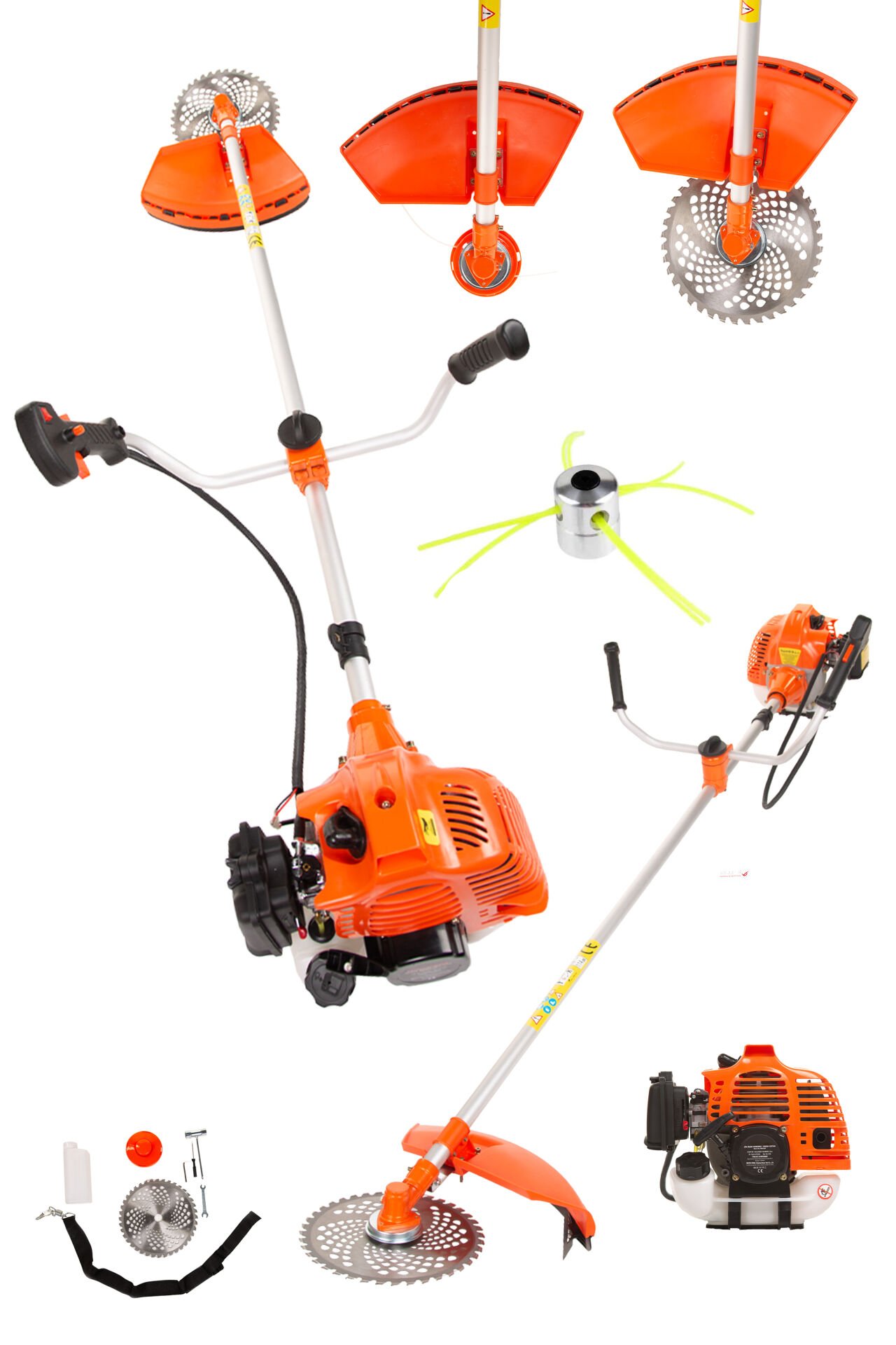 Millian 10.5 Hp Yan Tipi Benzinli Motorlu Ot Çalı Çim Biçme Makinesi Tırpan Çiftli Örümcek Başlık