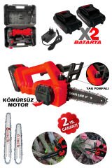 Millian Kömürsüz Motorlu Yağ Pompalı Dal Budama Testeresi Çift Bataryalı Çift Palalı Akülü Ağaç Kesme Makinesi