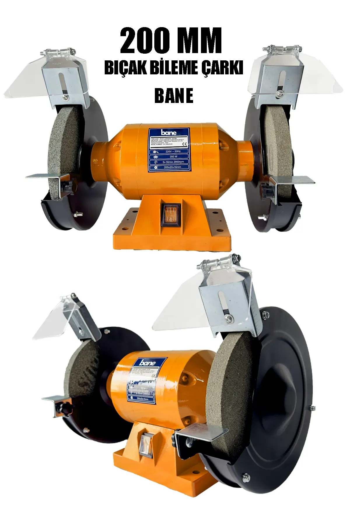 Profesyonel 350 W - 200 Mm Çark Motoru Zımpara Balta Bıçak Bileme Makinesi Tas Motoru Taslama