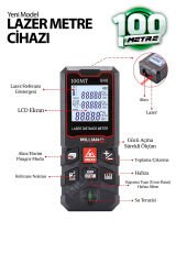 100 Metre Yüksek Hassasiyet Lazer Metre Ölçer LCD Dijital Ekran Su Terazili Lazermetre Lazerli
