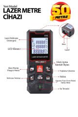 50 Metre Yüksek Hassasiyet Lazer Metre Ölçer LCD Dijital Ekran Su Terazili Lazermetre Lazerli